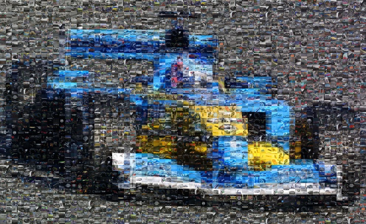 Photo mosaic example made of cars and bikes created on www.pictosaic.com - Total number of tiles: 2400 - Small format version