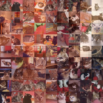 Exemple de photo mosaque de chats faite sur www.Pictosaic.com - Total number of tiles: 2400 - Sample version