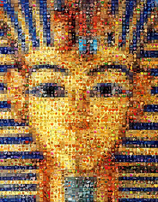 Photo mosaic example without merge made on www.pictosaic.com - Total number of tiles: 2400 - Small format version